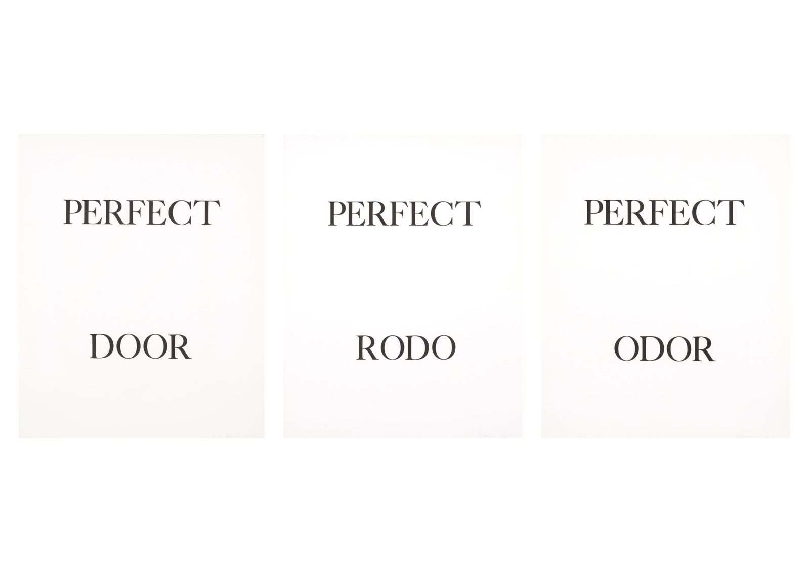 Bruce Nauman (1941): Perfect Door; Perfect Odor; Perfect Rodo (Cirrus p.321-322), 1973 (1 of 10)
