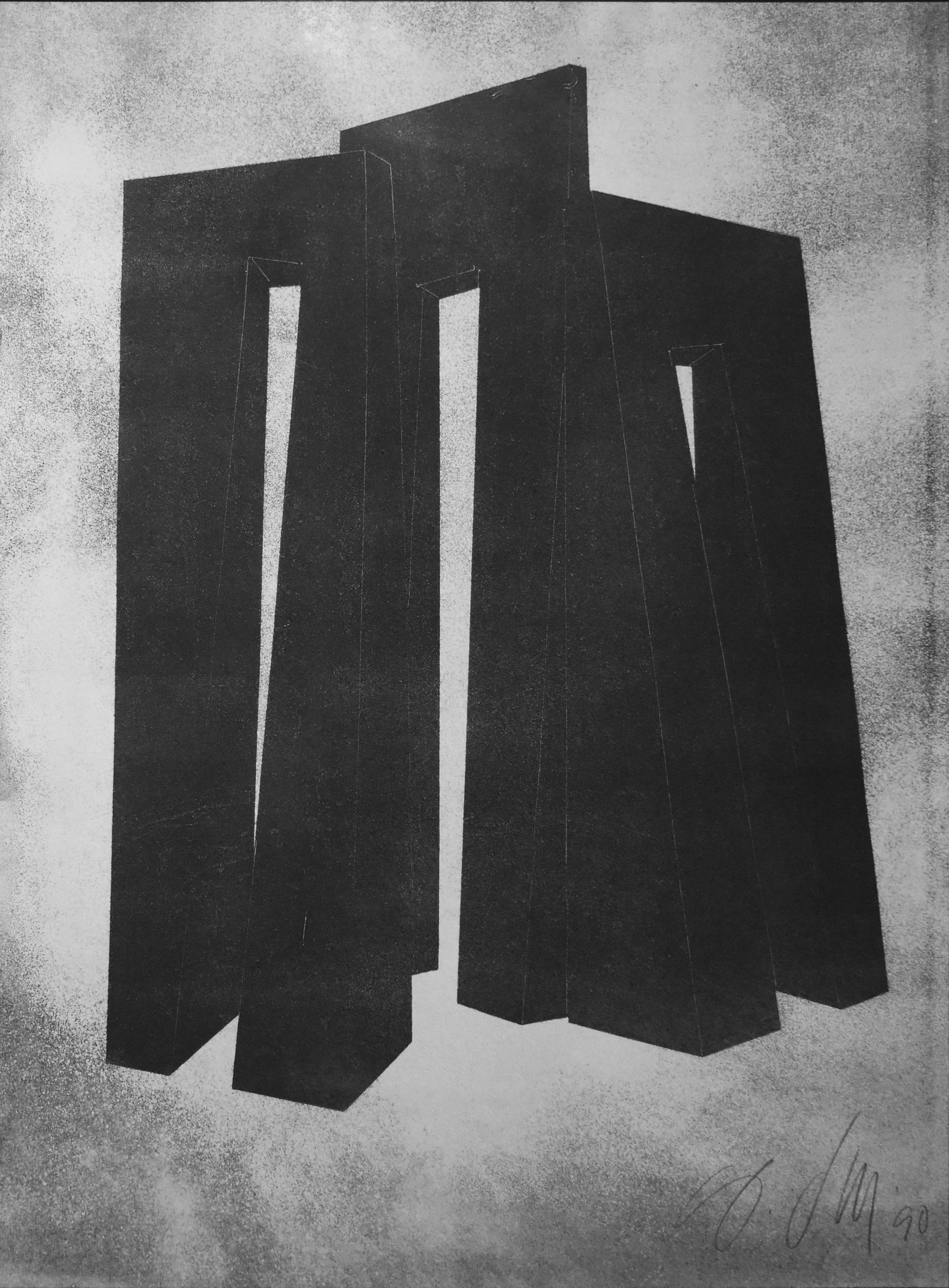 Guy Girard Dill (1946): Triple Black, 1990: Guy Girard Dill (1946) Triple Black, 1990 Unique monoprint on paper Signed/dated on recto Dimensions: 68.5 x 57.825 in