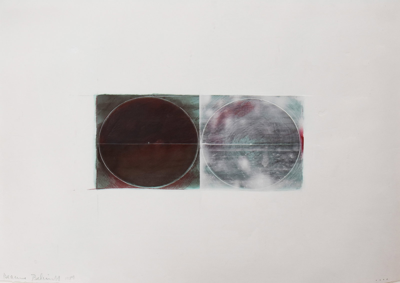 Deanne Belinoff: Diptych Study 4, 1989: Deanne Belinoff Diptych Study 4, 1989 Ink on paper Signed/dated on recto Provenance: C.G. Jung Institute, Los Angeles, CA Image: 12 x 16 in; Framed: 13.75 x 17.5 in