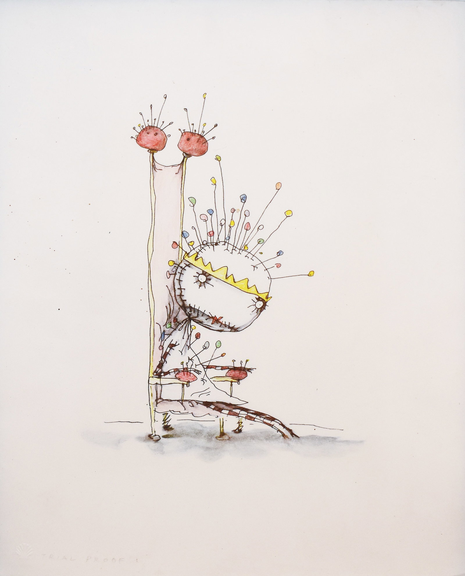 Tim Burton (1958): The Pin Cushion Queen, c. 1990's: Tim Burton (1958) The Pin Cushion Queen, c. 1990's Color lithograph from "The Melancholy Death of Oyster Boy" series Trial proof aside the numbered edition of 125 Inscribed with chopmark on recto Imag