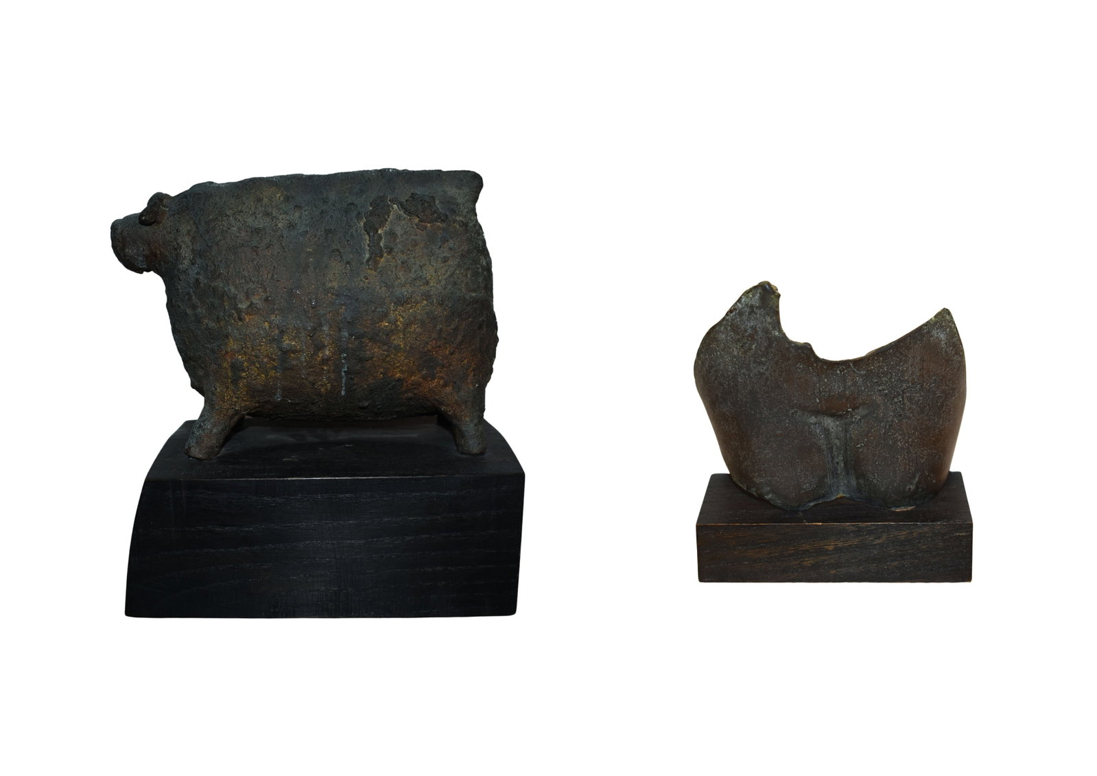 LOT OF 2: Erik Gonborg (1931): LOT OF 2 Erik Gonborg (1931) Untitled, Female Torso, c. 1978 Patinated bronze with wood base Incised 'Erik' Provenance: From the collection of Ernie Bacca Dimensions: 5 x 2.25 x 5.75 in Erik Gronborg 
