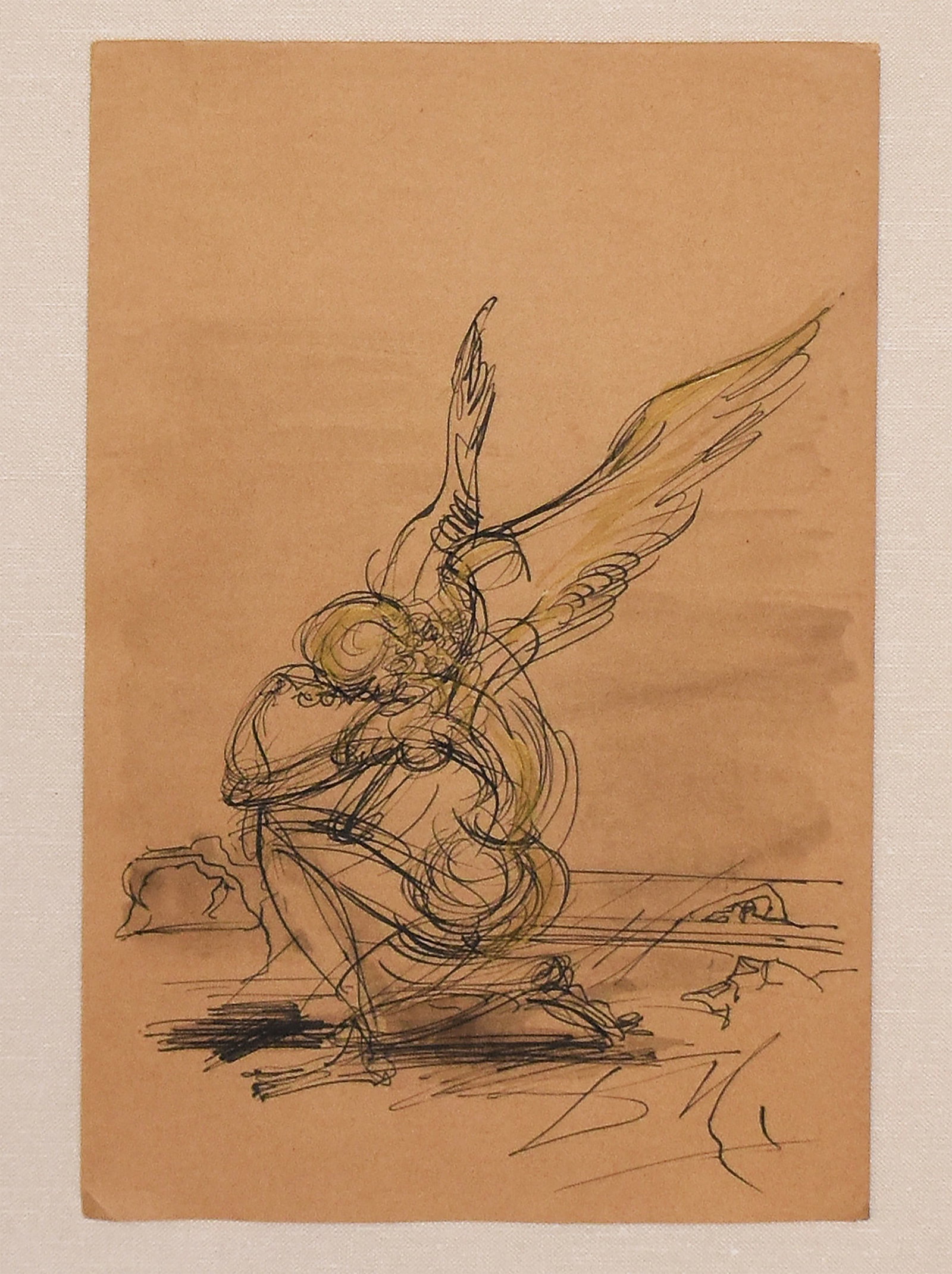 Attributed to Salvador Dalí: L’Ange, 1968: Attributed to Salvador Dalí L’Ange, 1968 Original drawing heightened with gold Signed on recto Comes with COA documentation Issuer: Musée du Surréalisme, Château de Vaux-le-Pénil, France Certif