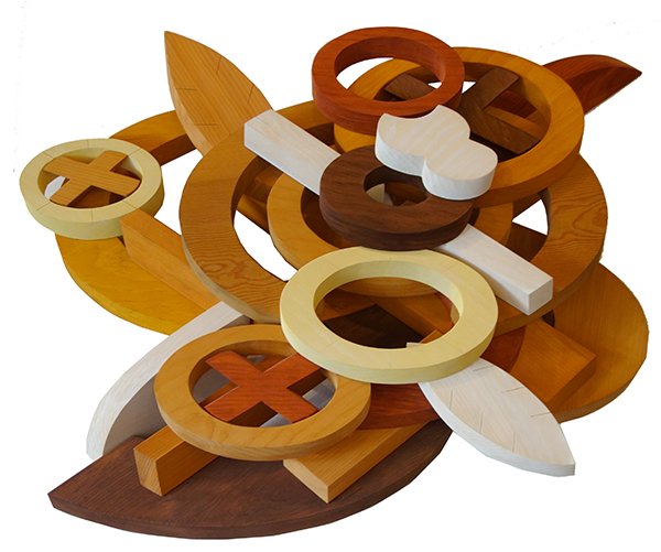 John Okulick, Iron Ridge, 1998: Acrylic and stain on wood Signed, titled and dated on verso Image: 34 x 40 x 9 inches