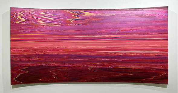 Andy Moses, Permian Basin, 2010: Acrylic on hyperparabolic concave canvas Signed and dated in ink on verso; Artist studio tag on verso Image: 45 x 90 inches