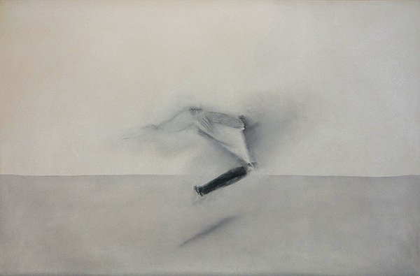 David Lynch, Floating Figure, 1985: Chalk on paper Provenance: James Corcoran Gallery, Santa Monica, CA; Private Collection, Beverly Hills, CA Image: 26.5 x 37.5 inches; Sheet: 29 x 41 inches; Framed: 34.5 x 46.5 inches