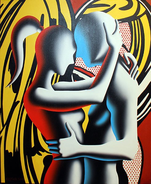 Mark Kostabi, Larry Said I Can Have It, 2008: Oil on canvas Signed in oil on recto; signed, titled and dated in pencil on verso Provenance: Martin Lawrence Gallery, tag on verso Image: 51 x 43.5 inches; Framed: 61 x 53 inches
