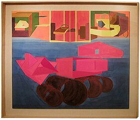 Al Held: Primo 6: Al Held: Primo 6, 1990, Watercolor on paper mounted on board, Andre Emmerich Gallery New York tag on verso, Provenance: Private collection, bought directly from Andre Emmerich Gallery, Image: 49 1/4 x