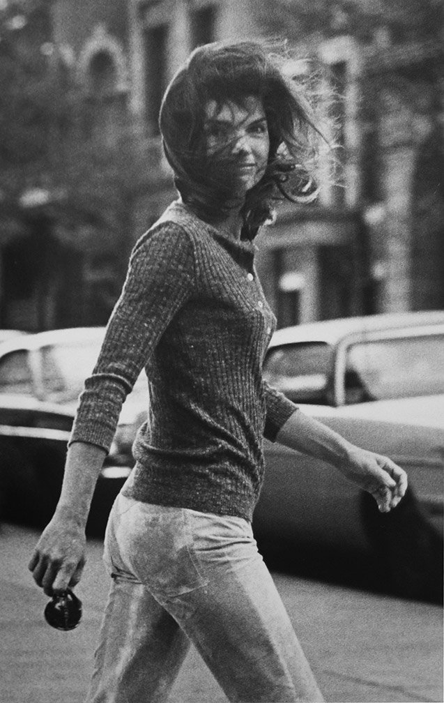 Ron Galella, Windblown Jackie (Jackie Onassis on: Madison Avenue, New York), 1971 Gelatin silver print Signed in ink on recto Provenance: Collector acquired directly from the artist Image: 9.5 x 6 inches; Framed: 15 x 10.75 inches