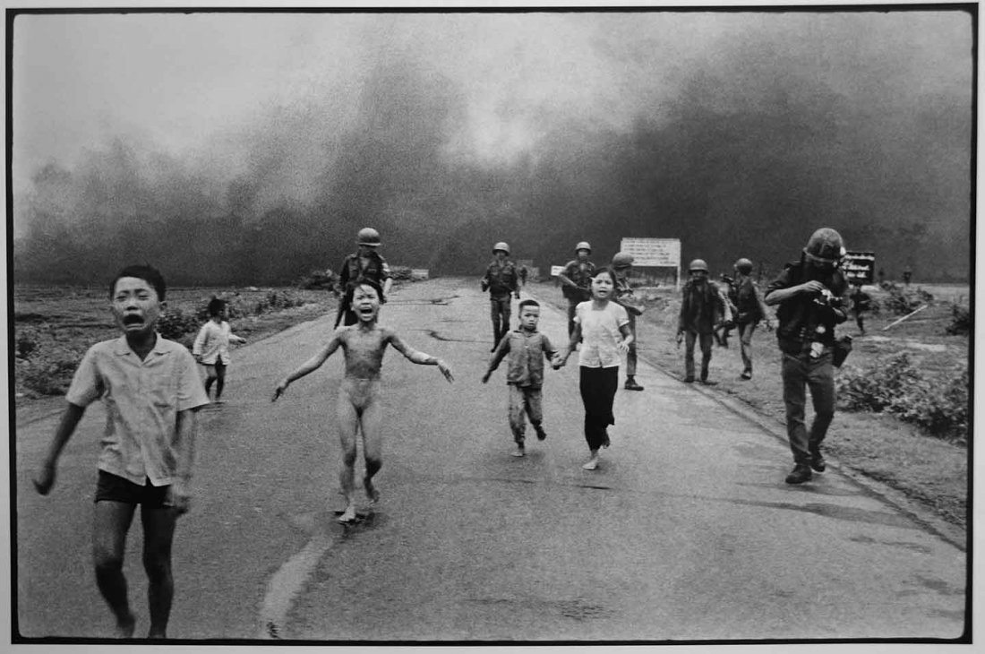 Nick Ut, Pulitzer Prize-Winning Photograph of Children: Fleeing a Napalm Stirke, South Vietnam, 1973/2012 Gelatin silver prin tSigned and dated in pencil on verso Image: 12 x 17.625 inches; Sheet: 17 x 22 inches; Unframed