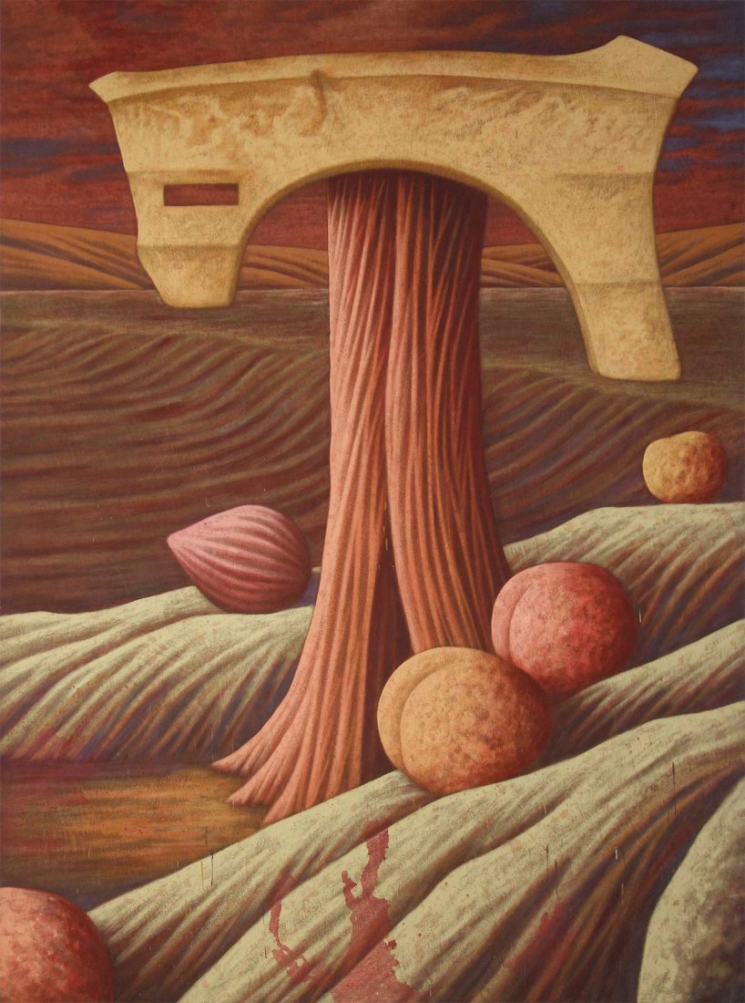 Wade Hoefer, Scarecrow, 1986: Acrylic and sand on canvas Signed, titled and dated in pastel on verso Provenance: Asher Faure, Los Angeles, CA tag on verso Image: 96 x 72 inches