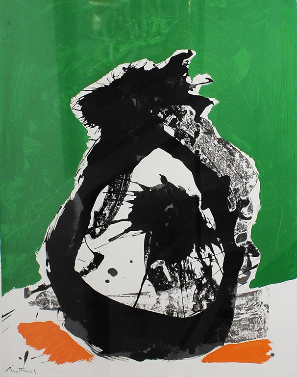 Robert Motherwell Untitled (From Basque Suite), 1971: Screenprint on J.B. Green paper Edition of 150 Signed and numbered in pencil on recto Image: 22 x 17 inches; Framed: 42 x 29 inches