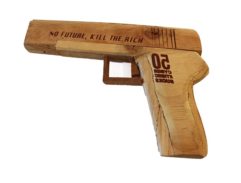 Daniel Joseph Martinez Kill the Rich, 1995: Wood sculpture Unsigned unique work Image: 8 x 10 inches