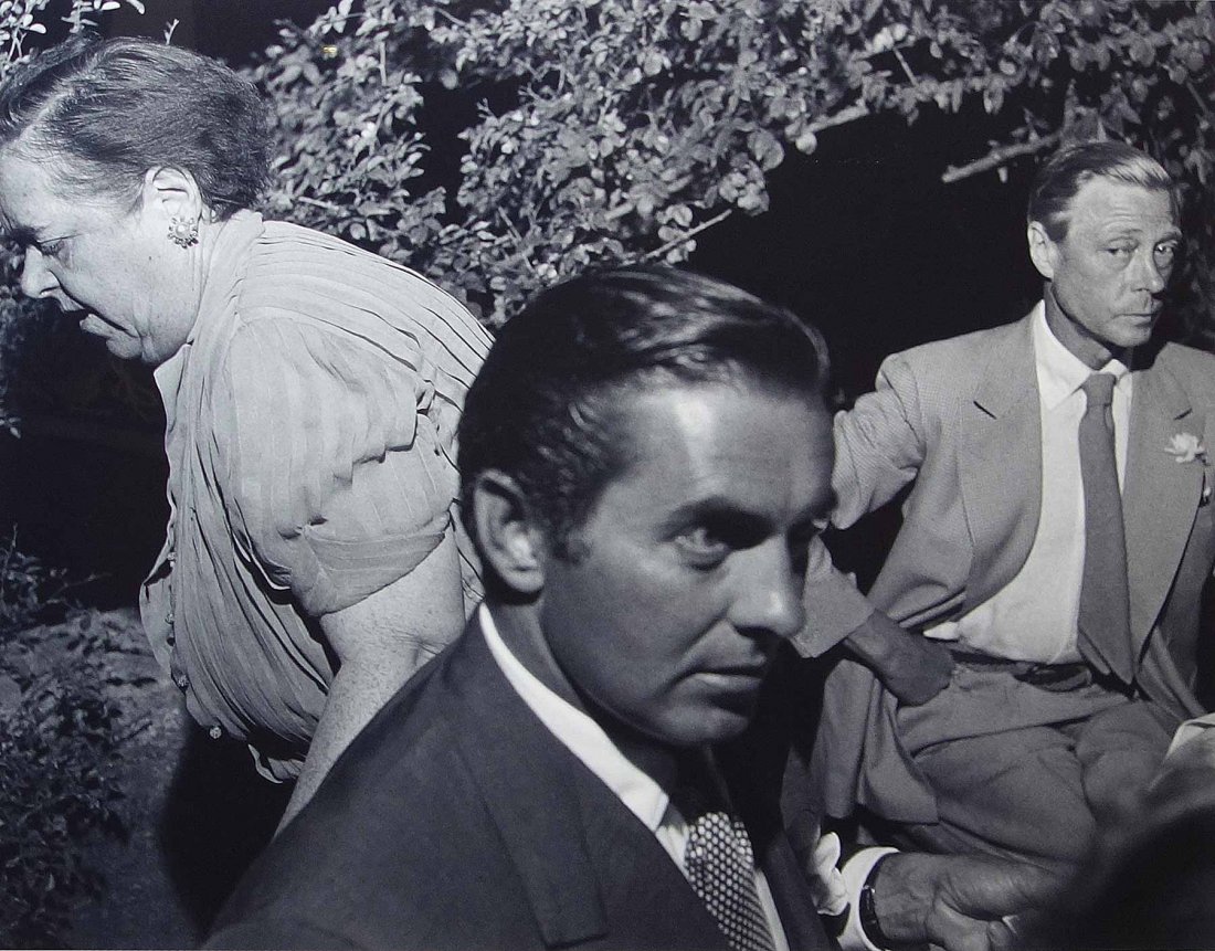 John Swope Tyrone Power, Elsa Maxwell and the Duke of: Iris print From the edition of 50 Estate stamped by Mark Swope on verso Image: 19.25 x 24 inches; Framed: 28.75 x 32.5 inches