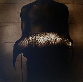 Jack Spencer Man with Fish, Como MS: 1995 Toned gelatin silver print Edition 7/50 Signed in pencil on recto; captioned and initialed on verso Illustrated in: Jack Spencer - Native Soil, LSU Press, 1999, plate 32 Image: 18 x 18 inches; Sh