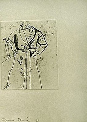 Jim Dine Untitled: Untitled (Carrot); Untitled (Robe); Untitled (Squash), 1968/1969 Etchings Numbered 35/75 From the collaborative portfolio with Lee Friedlander; Cut from the portfolio sheets with various uneven margin