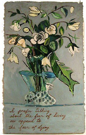 Karen Finley I Prefer Talking about the Fear of Li: Karen Finley I Prefer Talking about the Fear of Living Mixed media on paper Image: 73 x 37 inches; Framed: 78 ½ x 43 inches