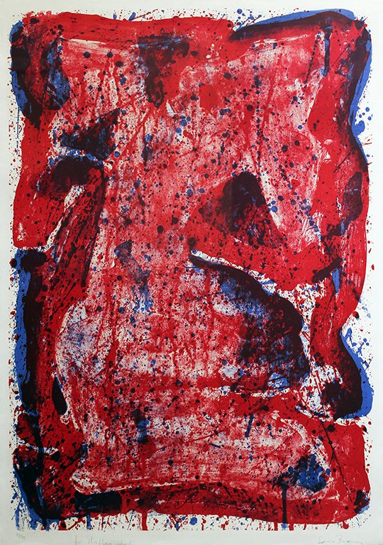 Sam Francis: Affiche Moderna Museet Stockholm, 1960 Lithograph on Rives BFK From the numbered edition of 75 Signed, titled and numbered in pencil on recto Image: 37 x 26 inches; Sheet: 41 x 30 inches; Framed: 34.5