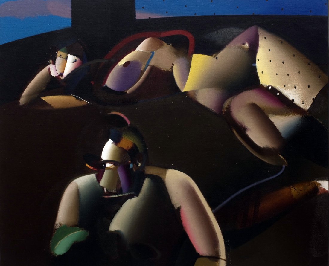 Ivan Kustura Reflections: Ivan Kustura Reflections , 1982 Acrylic on linen Initialed on recto 60 x 72 inches Provenance: Vorpal Gallery, San Francisco Condition: paint craquelure