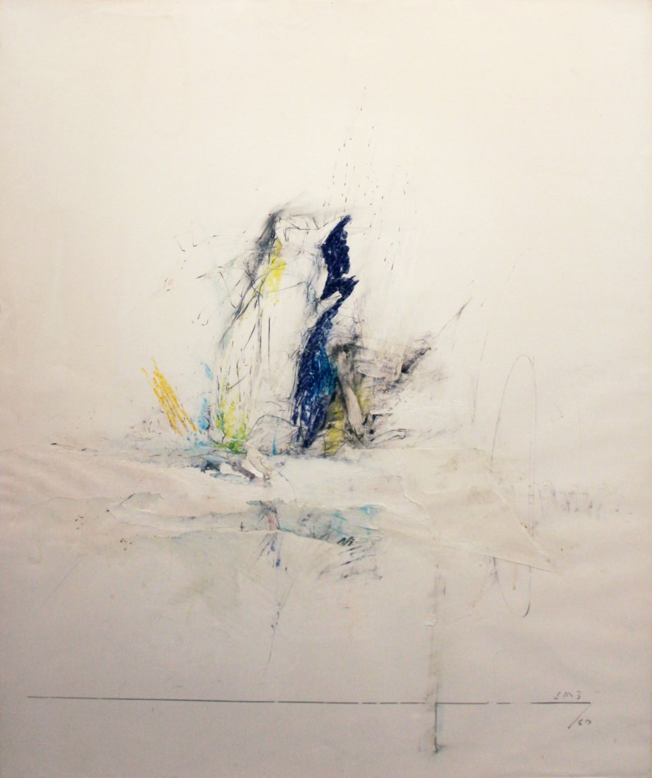 Ed Moses (Born 1926) : Ed Moses (Born 1926) Queeg in Tulip, 1960 Crayon and collage on paper Signed and dated on recto Image: 30.5 x 25.5 inches; Framed: 32 x 27 inches Provenance: Dilexi Gallery, San Francisco, CA, tag o