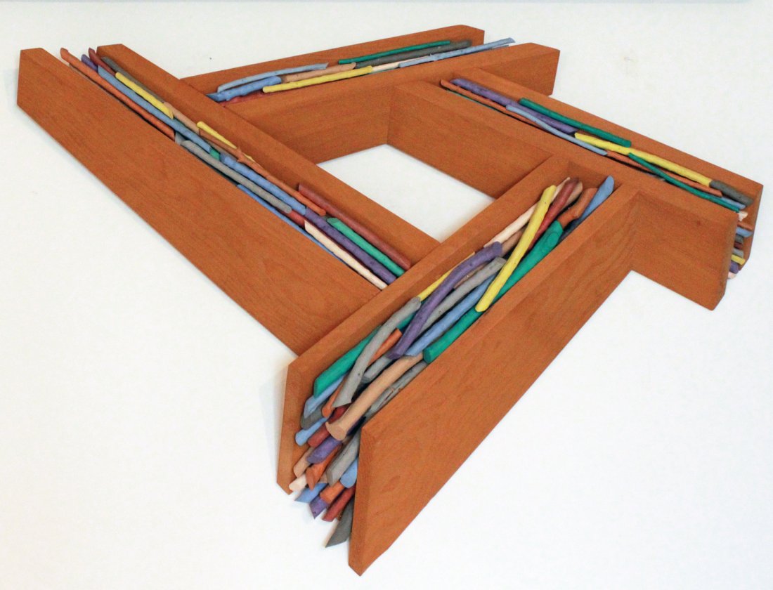 John Okulick (Born 1947) : John Okulick (Born 1947) Caribbean, 1980 Pine and painted sticks 51 x 38 x 5 inches Provenance: Asher/Faure Gallery, Los Angeles, CA, tag on verso
