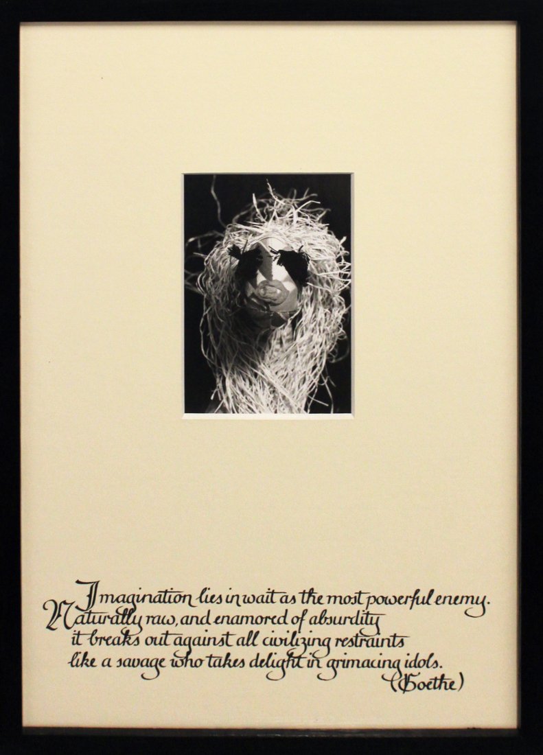 Mike Kelley (1954-2012) : Mike Kelley (1954-2012) Untitled (Goethe Quote), 1992 Photograph and screen-printed text on mat, in original frame From the roman numeral AP edition of 20, aside from the numbered edition of 60 Sign