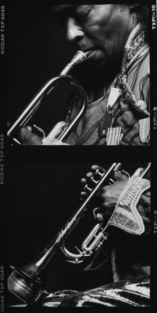 Michel Comte (Born 1954) : Michel Comte (Born 1954) Miles Davis, 1992 Gelatin silver print Signed and dated in pencil on recto Image: 9.5 x 19.25 inches; Sheet: 20 x 15.75 inches; Framed: 16.75 x 26.5 inches