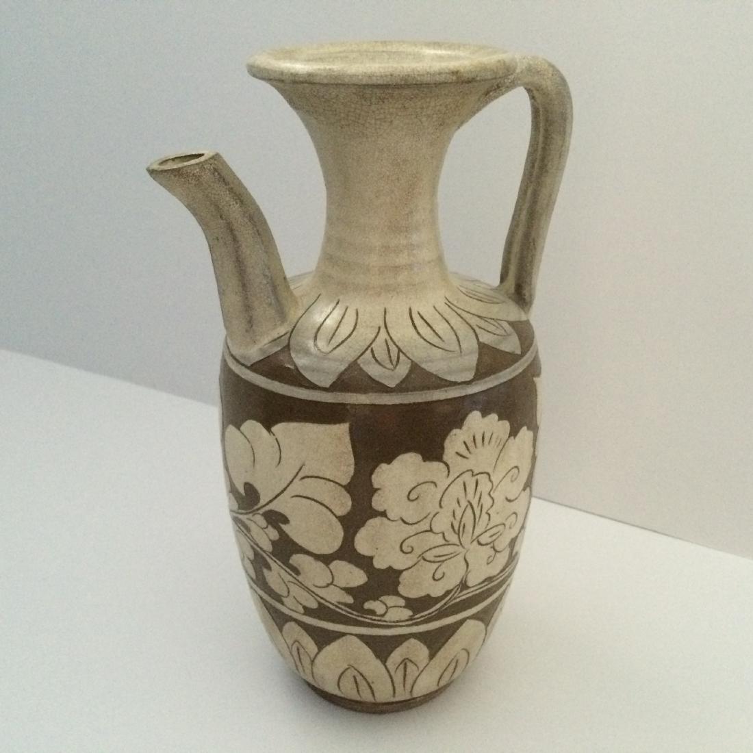 Chinese Liao Dynasty Ceramic Ci Zhou Ware Pitcher 10"H (1 of 6)