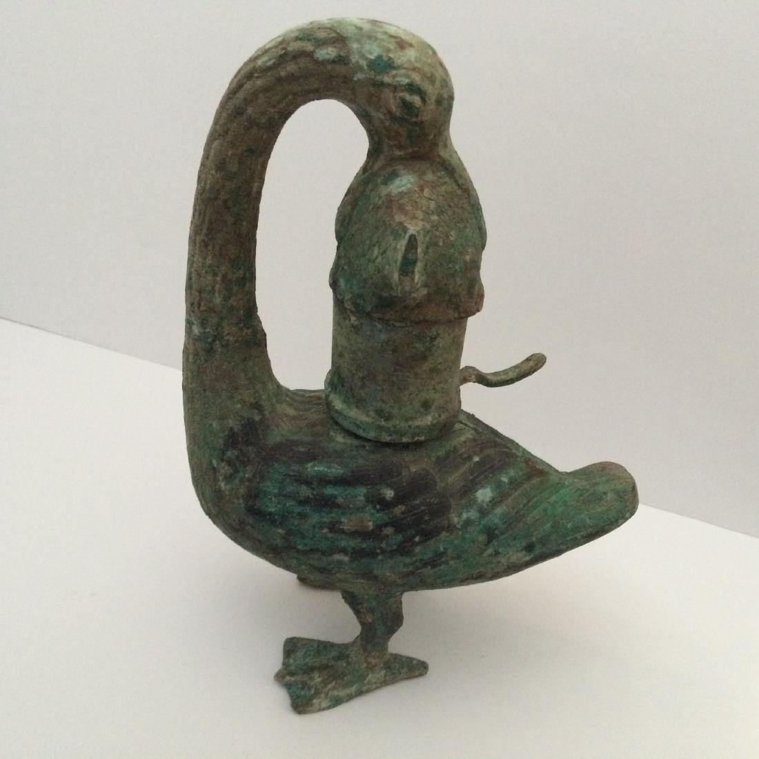 Old Bronze Incense Burner, Duck w Fish (12.5"H) (1 of 9)