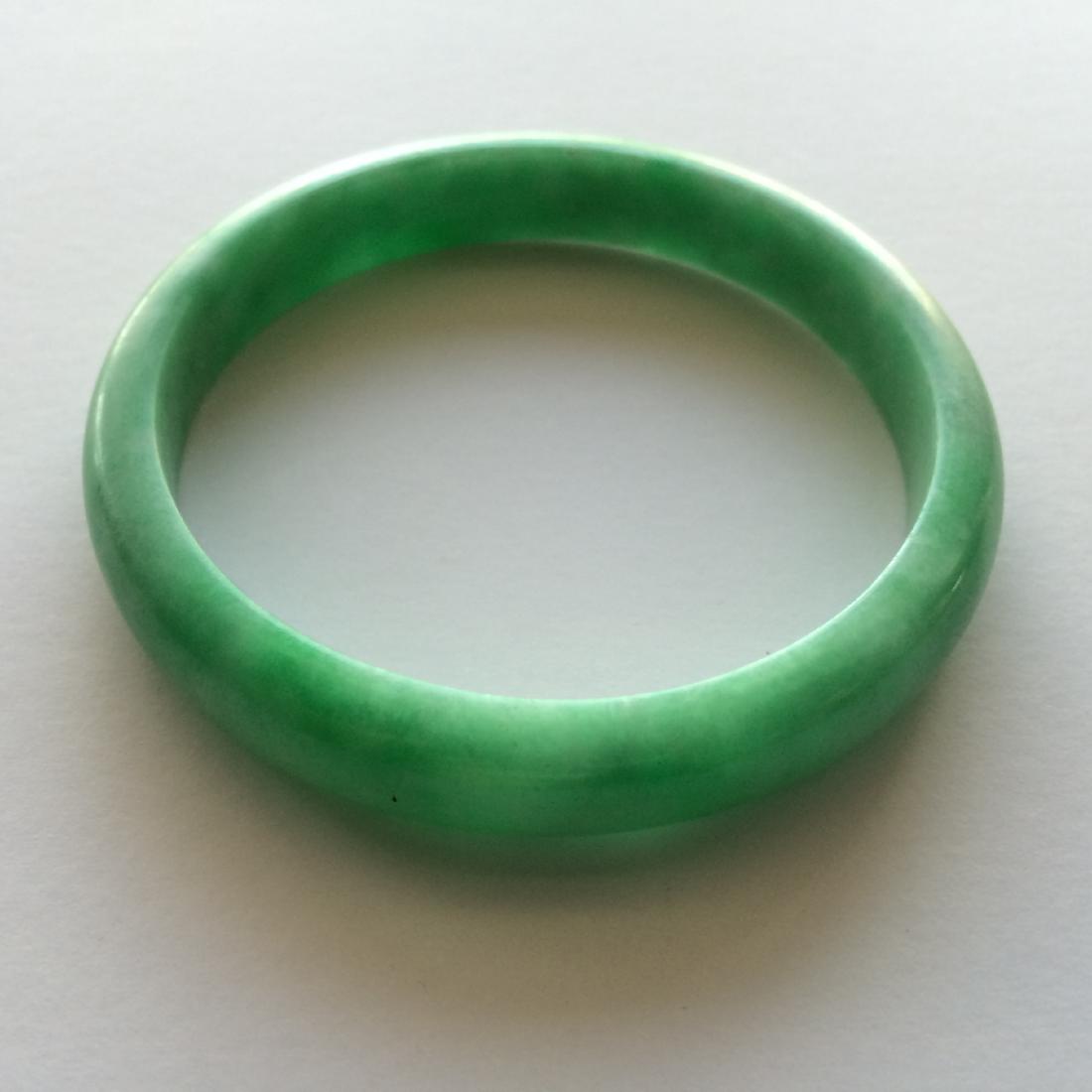 Old Carved Pale Green Fine Jade Bangle Bracelet (1 of 3)