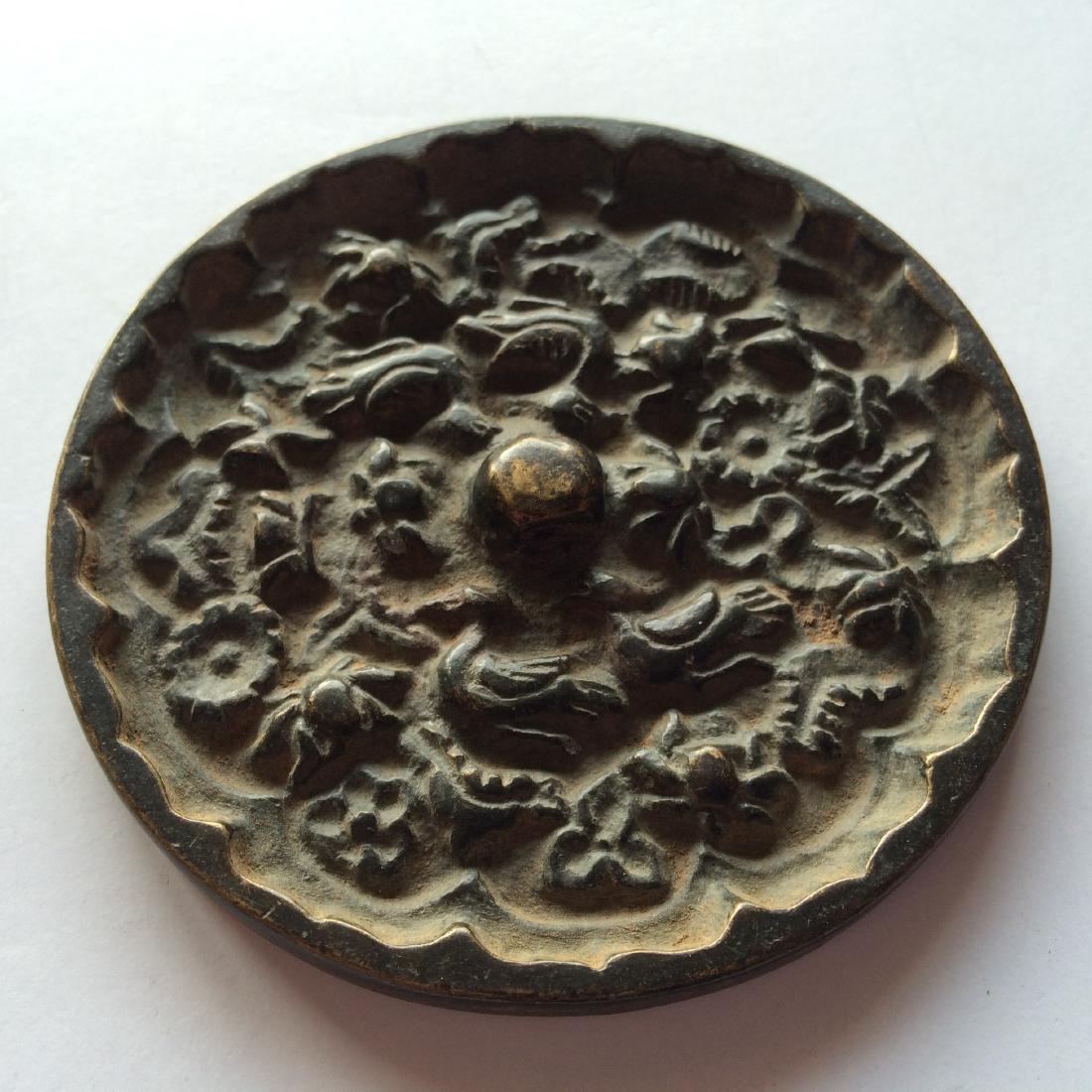 Antique Chinese Bronze Mirror Engraved with Birds (1 of 5)