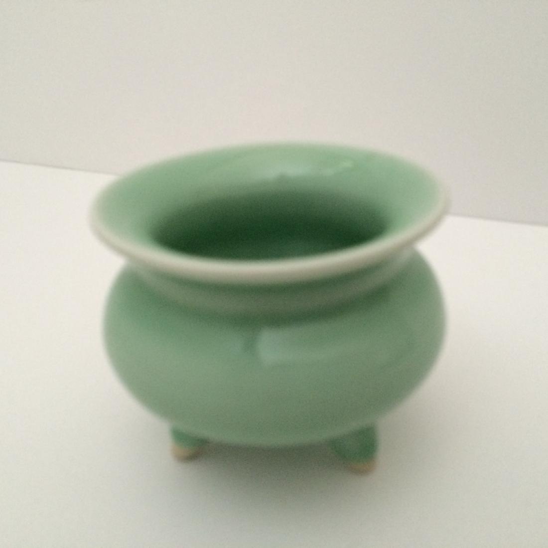 19th Century Long Quan Tripod Incense Burner: WAG 380/ xu2013 3"Wide