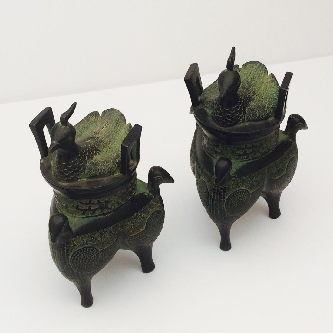 Chinese Pair Warring States Style Bronze Incense (1 of 8)