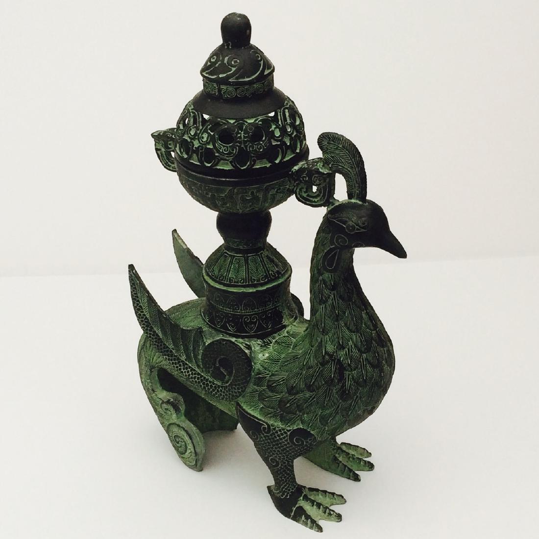 Chinese Warring States Style Bronze Peacock Burners (1 of 10)