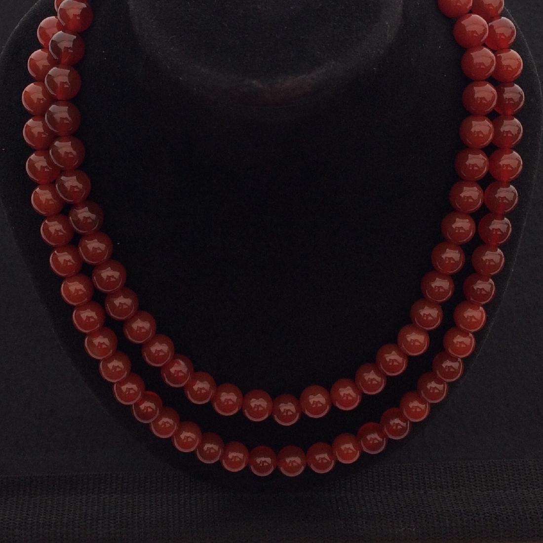 Chinese Dark Red Agate Bead Necklace (1 of 2)