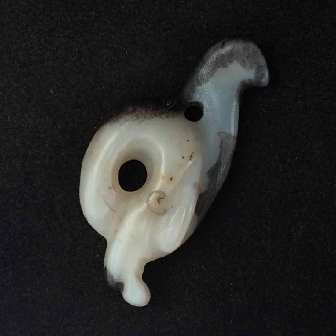 Old Chinese White Carved Jade Pendant, Bird (1 of 2)