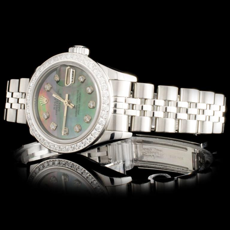 Rolex SS DateJust Diamond Ladies Wristwatch: Estimated Retail Replacement Value: $14,000.00Ref: BAS15000Item No.: ARXM009Specification:Model: DateJust Oyster Perpetual Movement: Perpetual, Self Winding ChronometerFunction: Instantaneous DateCase