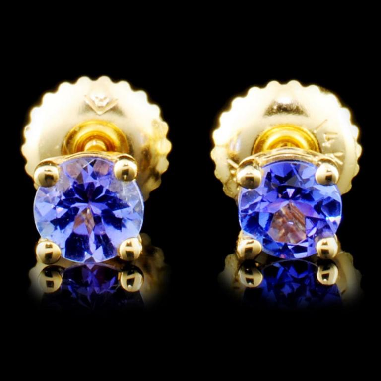 14K Gold 0.70ctw Tanzanite Earrings: Estimated Retail Replacement Value: $1,056.00 Ref: WAG528 Item no.: TK1238017 â€“ 01389 Specification: Gold Content: 14k Yellow Gold Weight of Item: 1.0grams Country Made: USA Main Gemstone: Natu