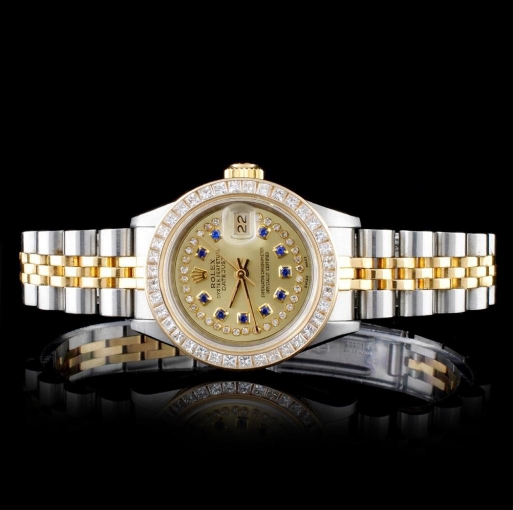 Rolex DateJust Diamond Ladies Watch: Estimated Retail Replacement Value: $20,250.00Ref: WAG18000Item No.: ARXF006Specification:Model: DateJust Oyster PerpetualMovement: Perpetual, Self WindingFunction: Instantaneous DateCase Size: 26mmCa