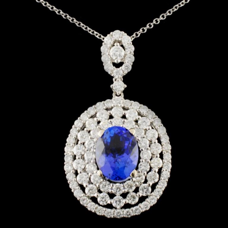 18K Gold 2.09ct Tanzanite & 1.86ctw Diamond Pendan: Estimated Retail Replacement Value: $15,000.00 Ref: WAG6000 Item no.: FA2055121026 Ã¢€â€œ PD4229ATZ Ã¢€â€œ WCHN Specification: Gold Content: 18K White Gold Weight of Item: 3.90 g