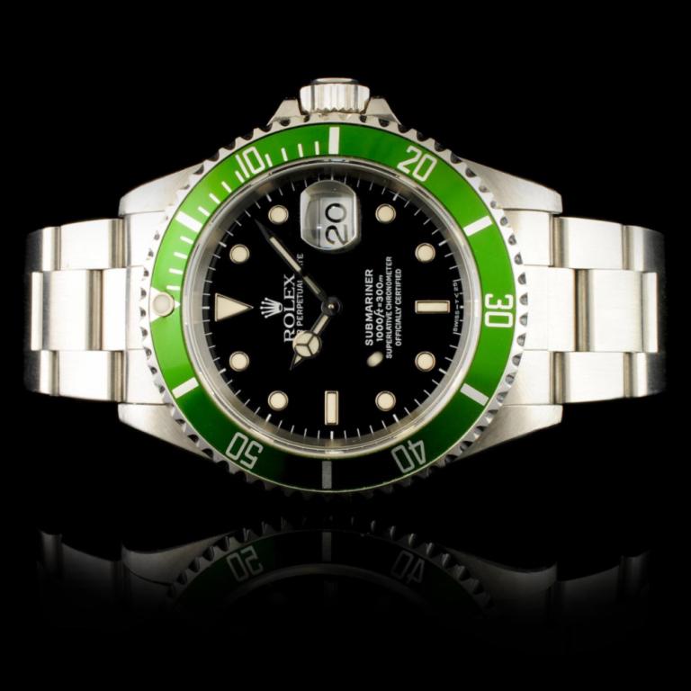 Rolex Submariner Stainless Steel 40MM Wristwatch: Ref: WAG28000 Specification: Model: Submariner 16610 Movement: Perpetual, Self Winding Function: Instantaneous Quick Set Date Case Size: 40mm Case Material: Stainless Steel Bracelet Materials: Stainle