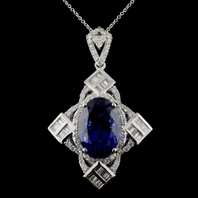 18K White Gold 12.43ct Tanzanite & 1.67ct Diamond: Estimated Retail Replacement Value: $63,120.00 Ref: WAG25248 Item no.: FA2053725030-PD4228ATZ1 Gold Content: Solid 18K White Gold Weight of Item: 11.00 grams Main Gemstone: Natural Tanzanite Quantity:
