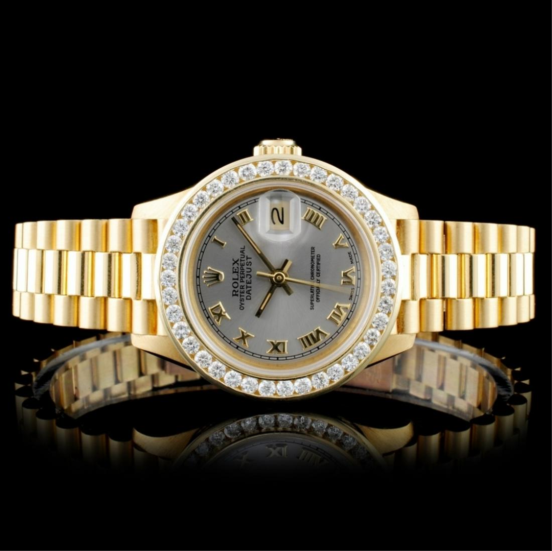 Rolex Presidential Diamond Ladies Watch: Estimated Retail Replacement Value: $35,100.00Ref: IRA31200Item No.: ARXU-008Specification:Model: DateJust PresidentialMovement: Perpetual, Self WindingFunction: Quickset DateCase Size: 26mmCase Mater