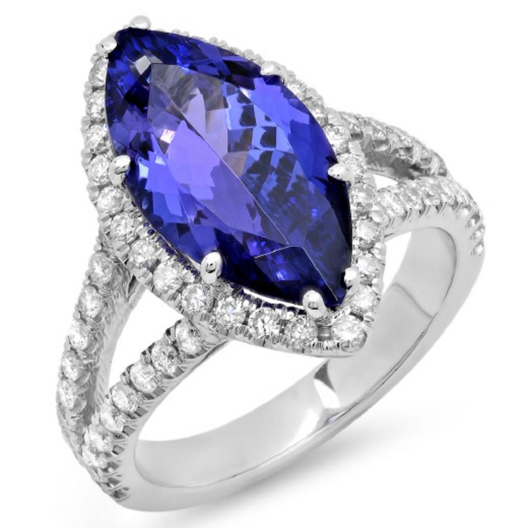 14K Gold 5.00ct Tanzanite & 0.85ct Diamond Ring: Estimated Retail Replacement Value: $15,500.00 Ref: BAS8800 Item no.: JR15887-74648 Specification: Gold Content: Solid 14K White Gold Weight of Item: 8.50 grams Country Made: U.S.A Main Gemstone: Natu