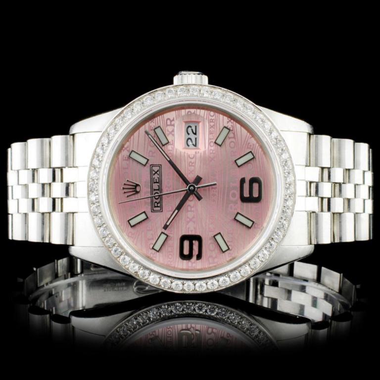 Rolex SS 36MM DateJust Diamond Wristwatch: Estimated Retail Replacement Value: $17,150.00 Ref: WAG16000 Item No.: ARXS0026 Specification: Model: DateJust Oyster Perpetual Movement: Perpetual, Self Winding Chronometer Function: Instantaneous Da
