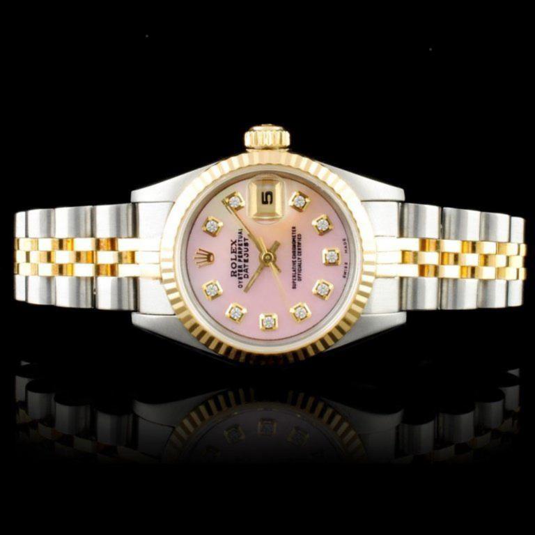 Rolex 18K & SS DateJust Diamond Ladies Watch: Ref: WAG13000 Documents/Papers: Appraisal Report Box: Leather Box Wrist-Size: Adjustable to fit up to 6.75" (Additions to increase band length can be purchased separately) Model: DateJust Oyster Perpe