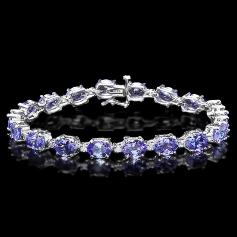 14k Gold 19.00ct Tanzanite & 0.75ct Diam Bracelet: Estimated Retail Replacement Value: $26,250.00 Ref: WAG9200 Item No.: ARA-CRA086 Metal: 14k Solid White Gold Size: 7.5 Total Item Weight: 18.00 grams Country Made: USA Main Stone: Tanzanite Color: Blu