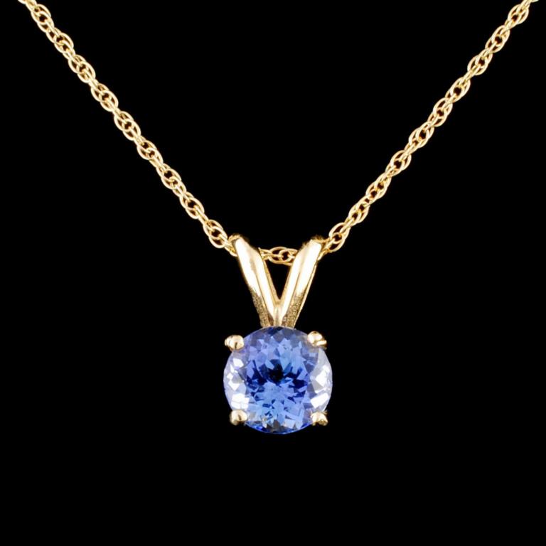 14K Gold 1.16ctw Tanzanite Pendant: Estimated Retail Replacement Value: $1,680.00 Ref: IRA960*** Item no.: EJAL016 Specification: Gold Content: Solid 14K Yellow Gold Weight of Item: 0.90 grams Country Made: U.S.A Main Gemstone: Natural 