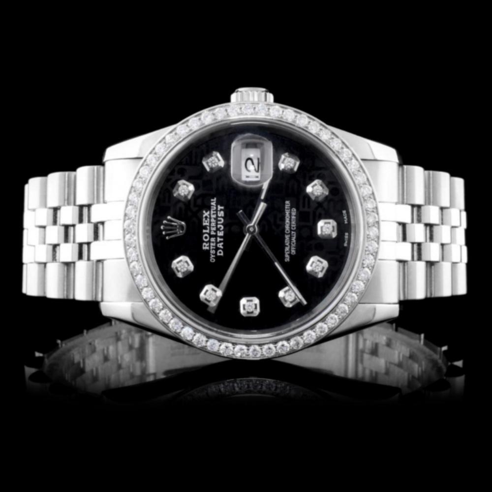 Rolex SS DateJust Diamond 36MM Wristwatch: Estimated Retail Replacement Value: $22,000.00Ref: WAG16000Item No.: ARXE011Specification:Model: DateJust Oyster PerpetualMovement: Perpetual, Self WindingFunction: Instantaneous DateCase Size: 36mmCa