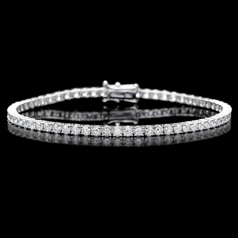 18k White Gold 5.00ct Diamond Bracelet: Estimated Retail Replacement Value: $17,800.00 Ref:WAG11800 Item No.: ARA-CRA031 Metal: 18k Solid White Gold Size: 7.5 Total Item Weight: 8.0 grams Country Made: USA Main Stone: Diamond Carat Total We