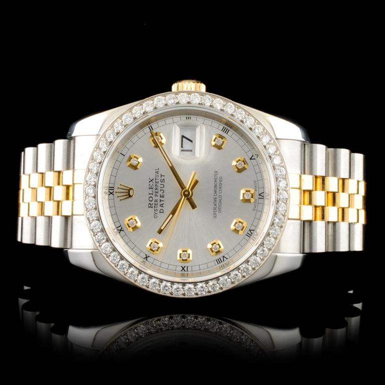 Rolex DateJust 116233 18K YG/SS Diamond 36MM Watch: Ref: WAG32000Specification:Model: DateJust Ã¢€â€œ Ref: 116233Movement: Perpetual, Self WindingFunction: Instantaneous Quick Set DateCase Size: 36mmCase Material: Stainless Steel Bracelet Ma